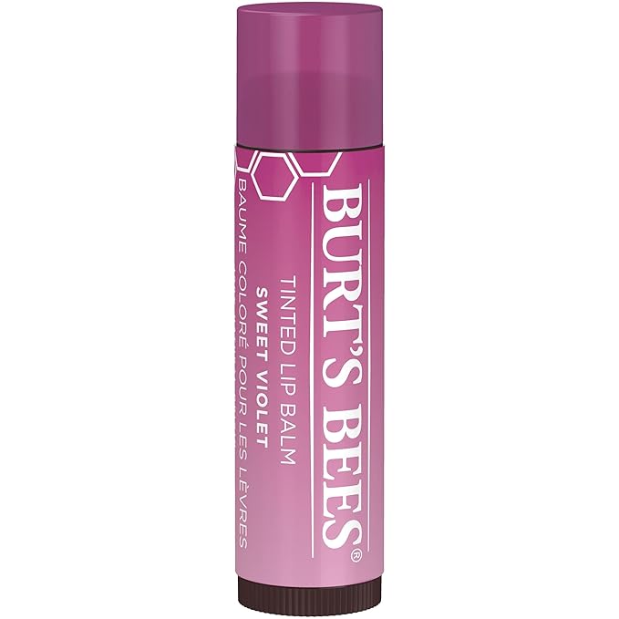 Burt's Bees Lip Tint Balm with Long Lasting 2 in 1 Duo Tinted Balm Formula, Color Infused with Deeply Hydrating Shea Butter for a Natural Looking Buildable Finish, Sweet Violet (2-Pack)