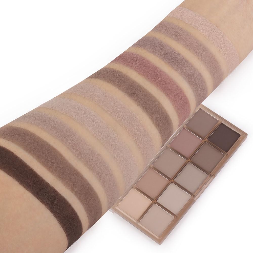 evpct 10 Colors Matte Nude Eye Shadow Palette Makeup for Older Women, Nude Brown Pink Cocoa Taupe Mauve Neutral Matte Cream Smokey Mini Eyeshadow Palette for Blue Green Eyes, Contour Makeup Palettes 4