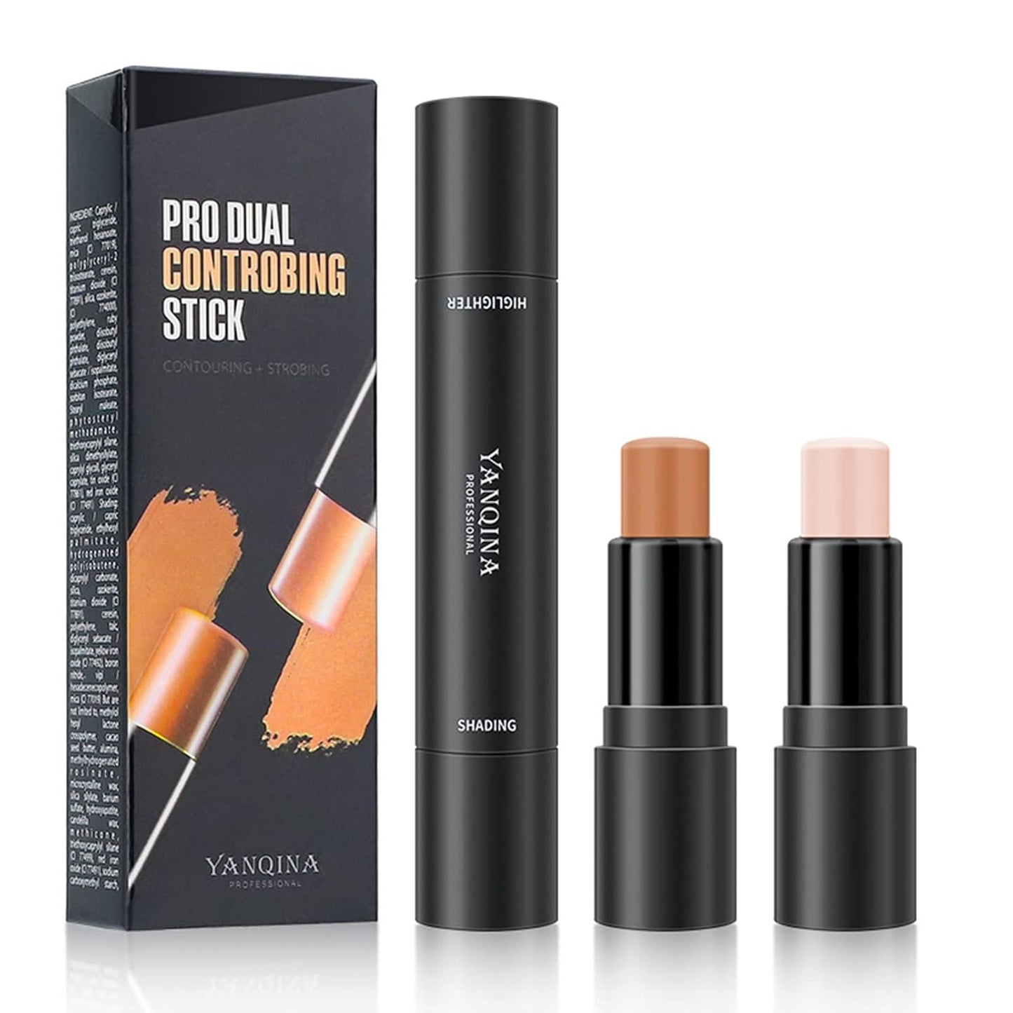 2023 Upgrade Contour Stick, 2 Colors Double-end Contour Highlighter Stick Contour Stick Face Highlighter Contour Makeup Contouring Sticks Cream Concealer (Lotus, Light Brown)