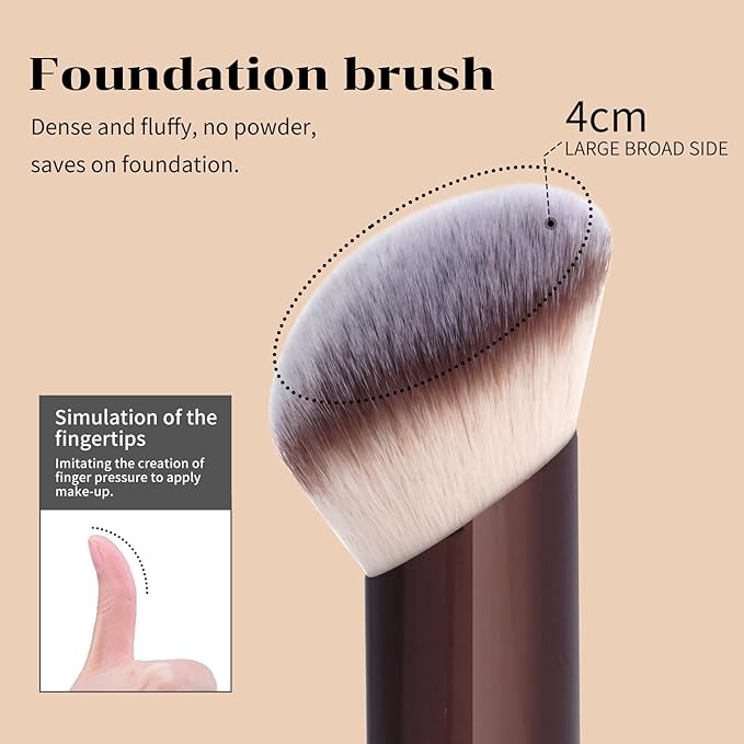 MAANGE 7pcs Makeup Brush Set Double Sided Kabuki Makeup Brushes Contour Brush for Foundation Liquid Powder Concealer Cream Cosmetics Bronzer Blending Blush Buffing Makeup Tools (Coffee)