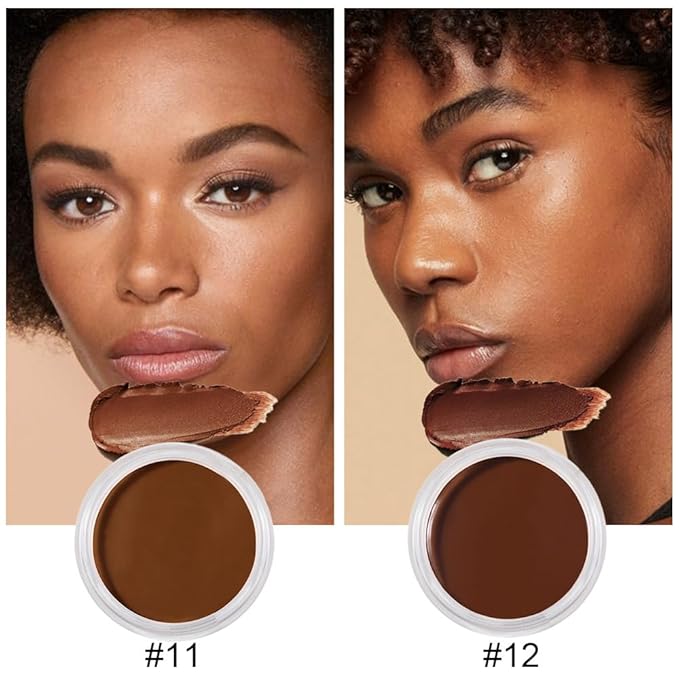 Kaely 2Pcs Cream Pot Concealer Full Coverage Set,Conceal Brighten Dark Circles,under Eye Color Correcting Concealer,Waterproof Foundation Palette with Brush,corrector de ojeras,Vegan Makeup,11+12