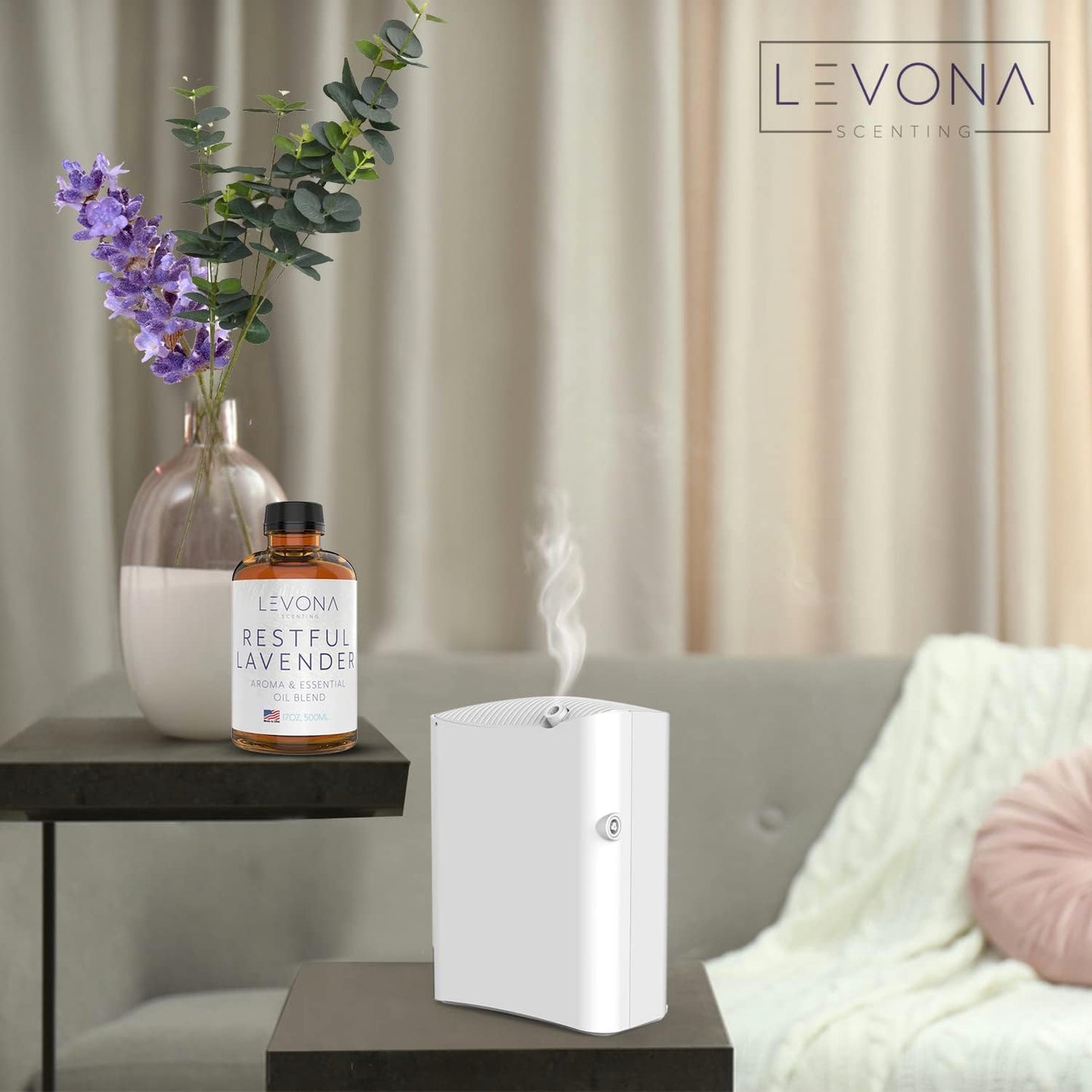 Levona Scents Pure Essential Oils for Diffusers for Home Luxury Scents - Restful Lavender Essential Oil is A Floral Blend of Eucalyptus, Bergamot, Lavender - Aroma Diffuser Oil