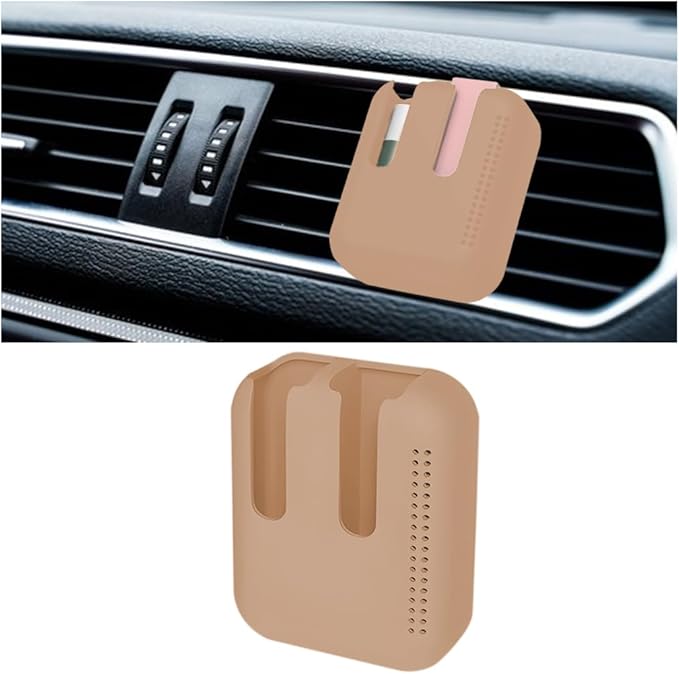 Holder for Car Air Vent, Upright Washable Lip Balm Protector for Women Girls, Auto Interior Space Saving Accessories, Universal for Vehicle, Truck and More（Brown）