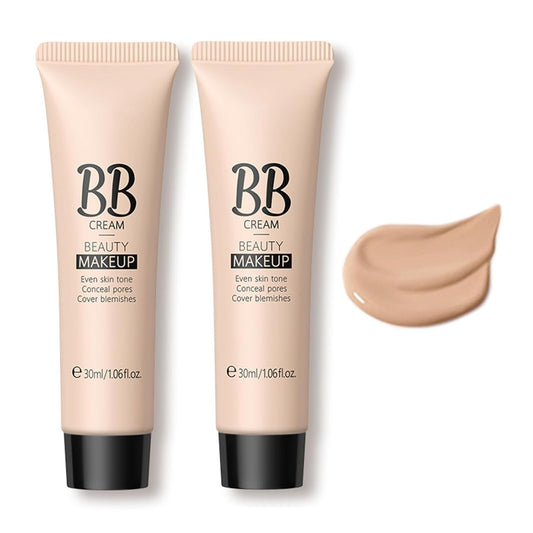 KWOLYKIM 2PCS Hydrating Makeup BB Cream, Tinted Moisturizer Face Makeup BB Cream Foundation Waterproof Concealer Clean Brighten Color Correcting Cream Nude Makeup Long Lasting for All Skin(Tan)