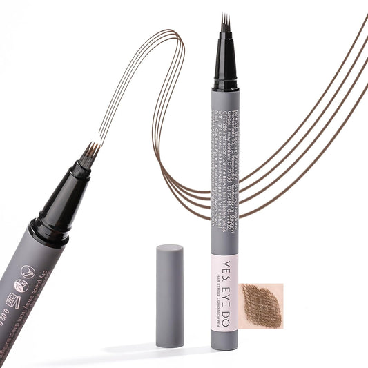 Eyebrow Pencil Dark Brown, 4 Prong Eyebrow Pen Deep Brown, Microblading Eyebrow Pencil for Women, Smudge-Free, 24H Long Wear YES.EYE DO (Midnight Espresso-Dark Brown)
