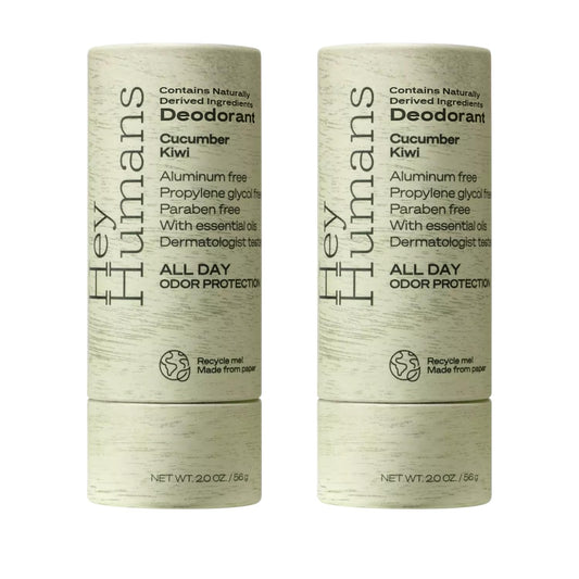 Hey Humans Deodorant, Aluminum Free Deodorant for Women and Men, Contains Naturally Derived Ingredients, All Day Odor Control, Refreshing Essential Oils, Earth Friendly Package, Cucumber Kiwi