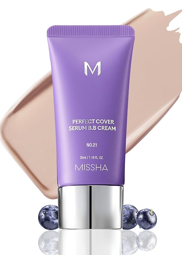 MISSHA M PERFECT COVER SERUM BB CREAM No.21 Light Beige - Light with Cool Undertone, BB Cream by Cardi B Pick, Skin Tint, Tinted Moisturizer, Skin Care Foundation Makeup, Korean Makeup,1.18 Fl oz