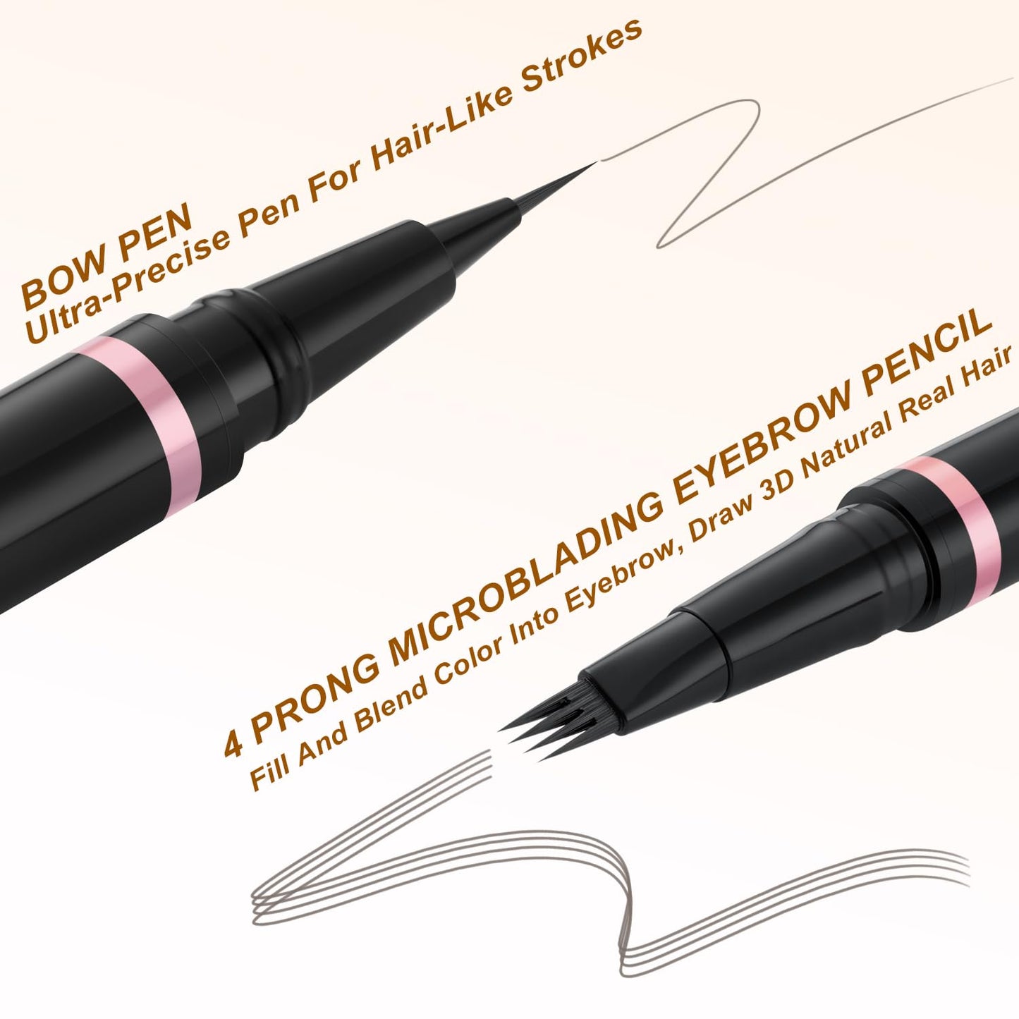 Eyebrow Pencil, 2-in-1 Waterproof Eyebrow Pen with 4 Tip Brow Pen and Ultra-Precise Brow Pencil, with Dual-ended Eyebrow Brush, Eyebrow Makeup for Natural Looking Eyebrows - Grey