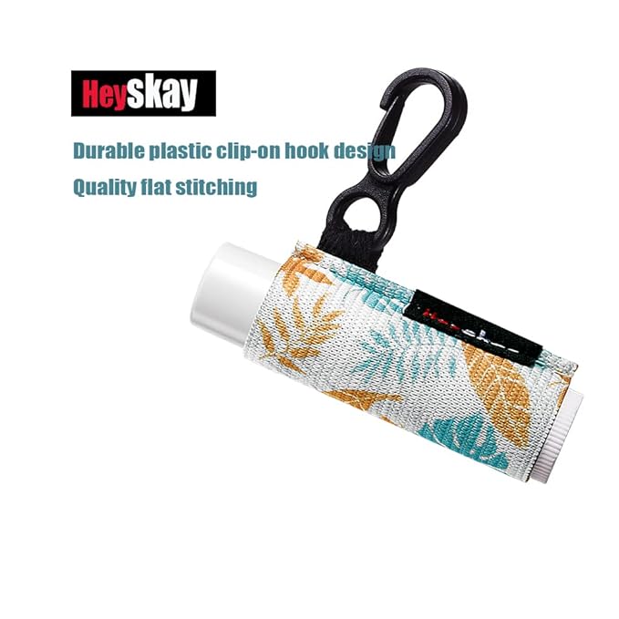 HEYSKAY Lip Balm Holder Sleeves Keychain Chapstick Elastic Sleeves (Black/light blue strip/dark blue strip) 3 Count (Pack of 1)