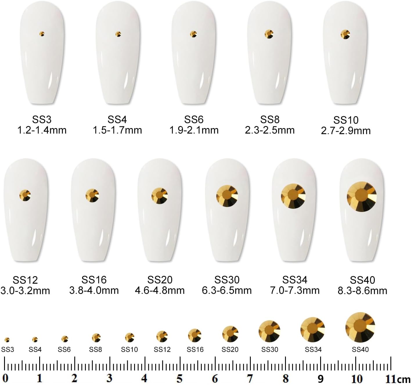 3000 PCS SS10 Flatback Rhinestones,12-Facet Diamond-Cut Glass Gems for Nail Art,Clothing,DIY Crafts,Glue-On Decoration Stones with Silver Backing,Aurum