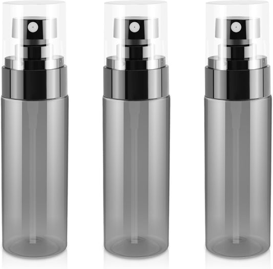 3Pack Small Spray Bottles, 2oz Black Plastic Fine Mist Mini Mister Bottles for Hair, Cleaning, Salons, Planting, Skin Care