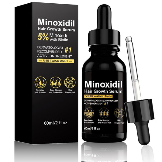 5% Minoxidil Hair Growth Serum, Topical Minoxidil for Men Beard Growth, Hair Regrowth for WomenTreatment for Scalp Hair Loss and Thinning, With Biotin