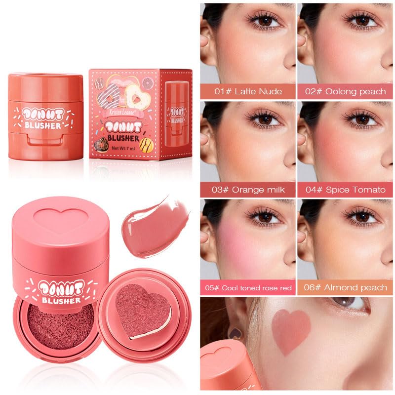 Stamp Liquid Blush Stamp Blush with Heart Shaped Applicator Natural Long Lasting Blush, Light and Airy Makeup for Women (2)