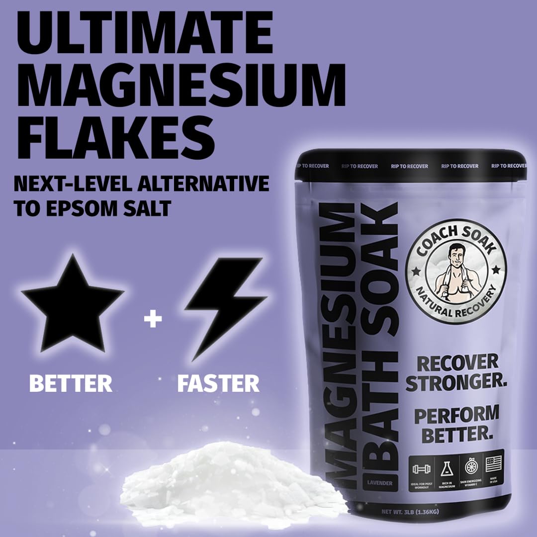 3 Pack Bundle: Coach Soak Recovery Bath Soak, Epsom Salt Bulk - Bath Salts Bulk, 3 Pack Bundle - Total of 9 Pounds (Lavender)