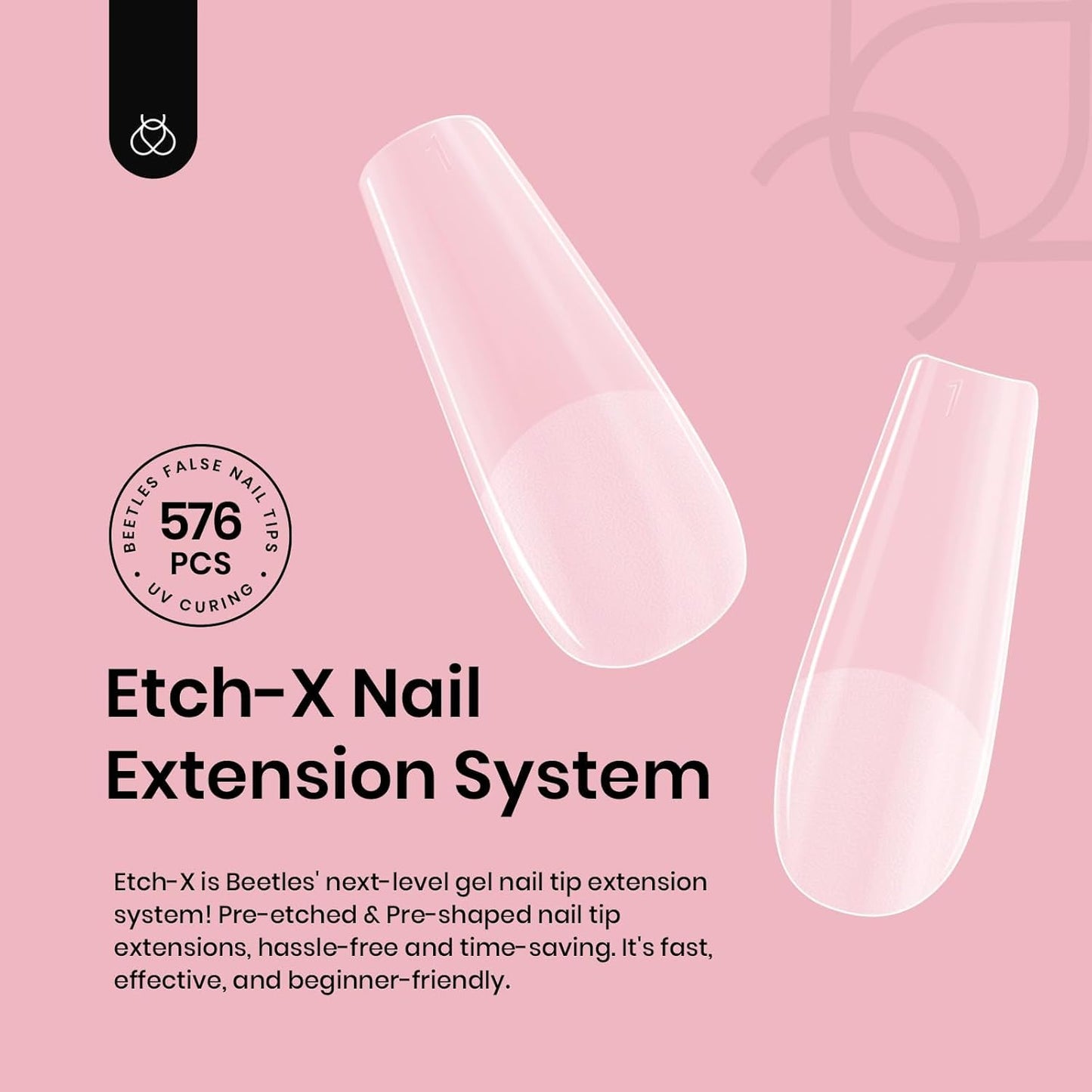 Beetles Short Coffin Nail Tips 576 PCS Half Matte Pre-shape Short Coffin Fake Nails 12 Sizes Full Cover Acrylic False Nails Nail Extension DIY Manicure Gifts for Women