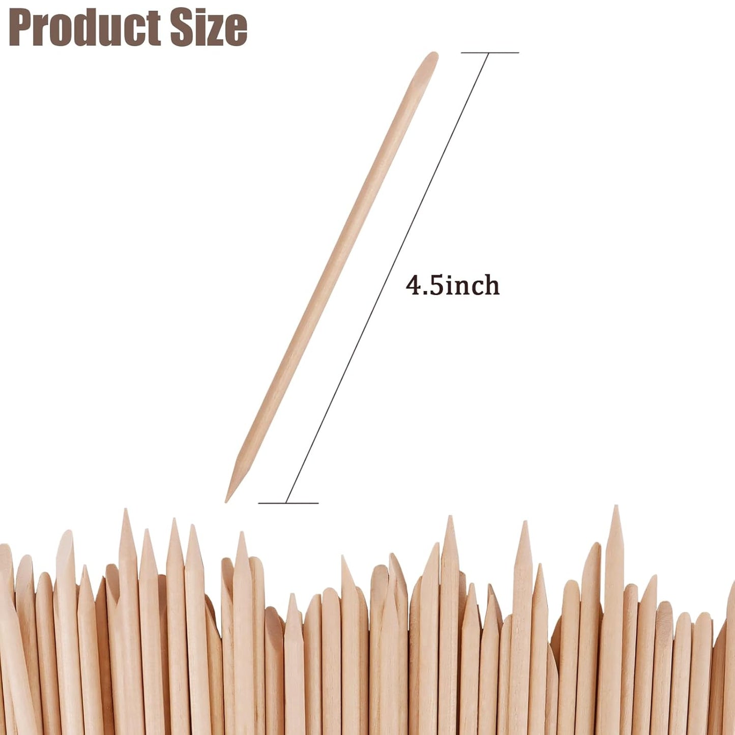 50 Pcs Orange Wood Sticks for Nails, 4.5" Cuticle Sticks, Double Sided Nail Tools for Manicure and Pedicure