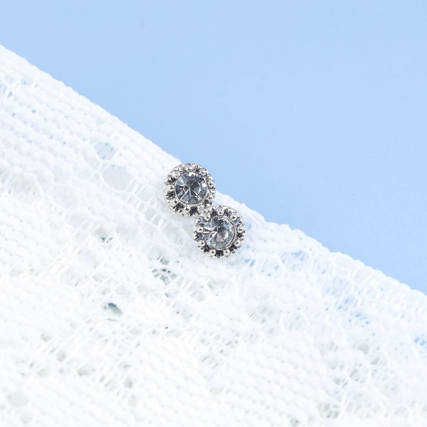 Boho Tiny Crystal Square Earrings Silver Cz Square Earrings Cz Rhinestone Square Stud Earrings Silver Geometric Earrings Jewelry for Women and Girls