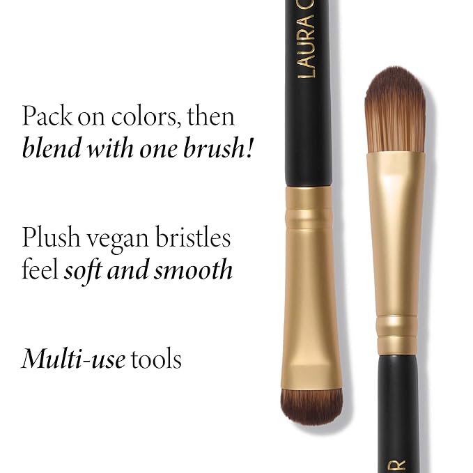 LAURA GELLER NEW YORK Dual-Ended Eyeshadow Brush - Domed Shader & Blending Brush for Baked and Pressed Eyeshadow Application - All Over Eye Makeup Brush