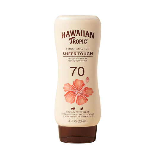 Hawaiian Tropic Sheer Touch Lotion Sunscreen SPF 70, 8oz | Broad Spectrum, Oxybenzone-Free, Sunblock Lotion, Hawaiian Tropic Sunscreen SPF 70, 8oz