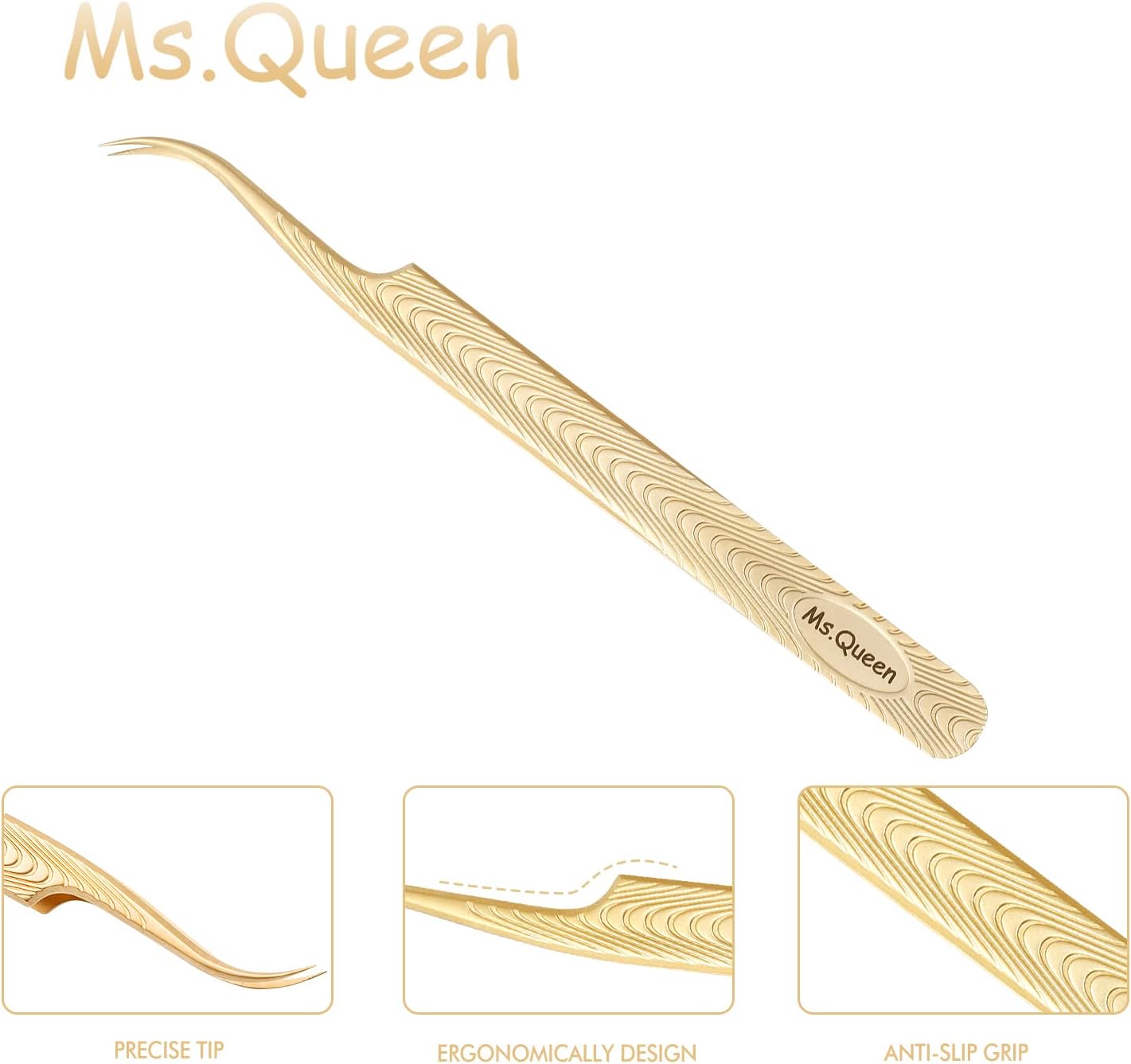 Ms.Queen Lash Tweezers for Eyelash Extension-Professional Lashing Tweezers for Mega Volume Mink Eyelashes Extensions Applying