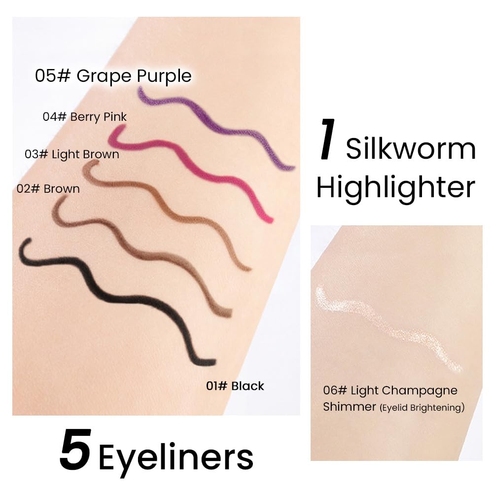 Kaely 1.5mm Skinny Gel Eyeliner Pencil,Grape Purple Cat Eye Liner Makeup Pen,Cream Smooth Eyeliner Crayon,delineador de ojos contra el agua,Waterproof Long Lasting 16 Hour,Vegan & Cruelty Free,05