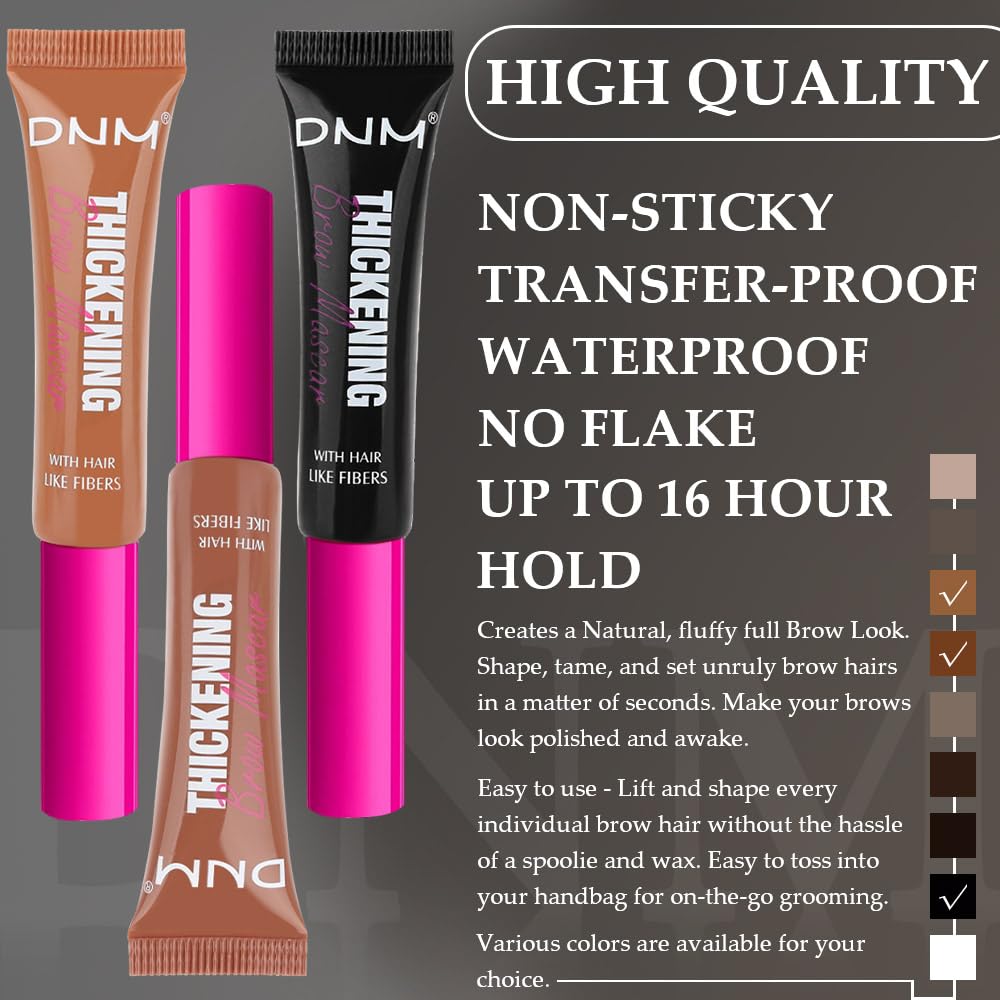 Tinted Thickening Brow Mascara,Brow Fast Sculpt,Waterproof, Transfer-proof, Brush to Fill in Eyebrows and Cover Gray Hairs - Cruelty Free (3pcs 03 Auburn &04 Rich Auburn &08 Black)