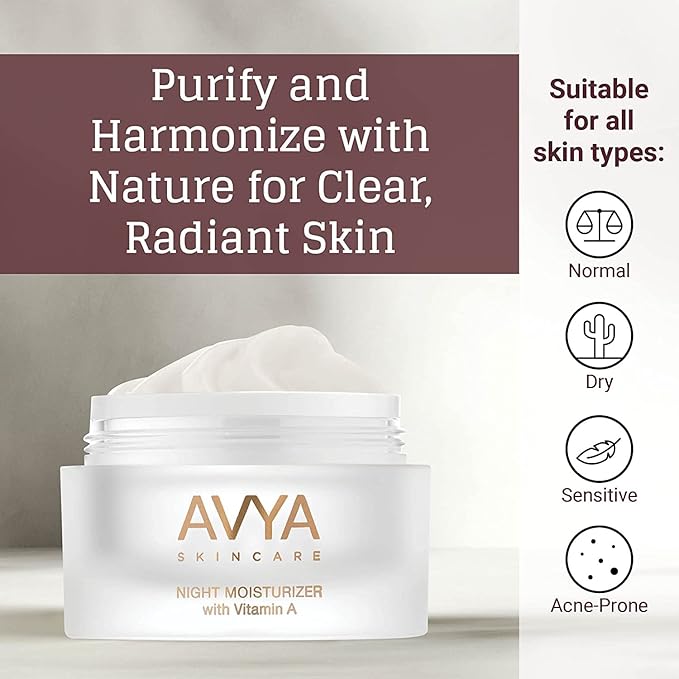 AVYA Night Moisturizer (0.34oz) - Advanced Ayurvedic Skincare/Retinol Cream with Antioxidants/Reduces Fine Lines and Wrinkles