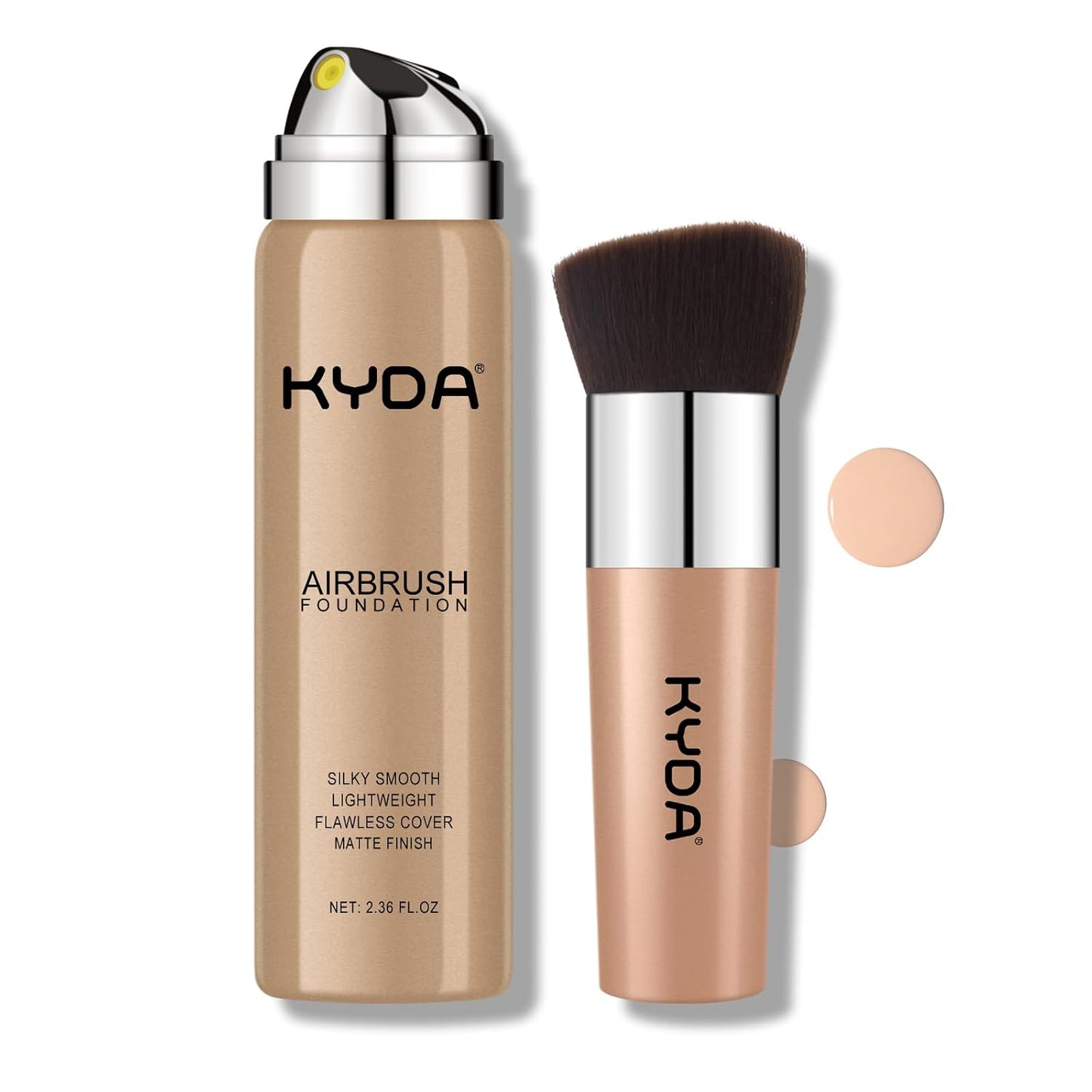 KYDA AirBrush Foundation Spray, Silky Foundation Mist Makeup, Flawless Coverage for Smooth Creamy Nude Finish, Breathable Blendable Lasting Formula, by Ownest Beauty-#125 Nude Beige