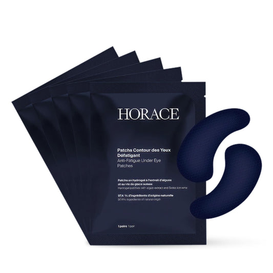 HORACE Anti-Fatigue Under-Eye Patches for Men - Dark Circle and Puffiness Reduction - Moisturising & Refreshing Hydrogel Treatment - Vegan and Silicon-free Skincare - Unscented, Pack of 5 Pairs