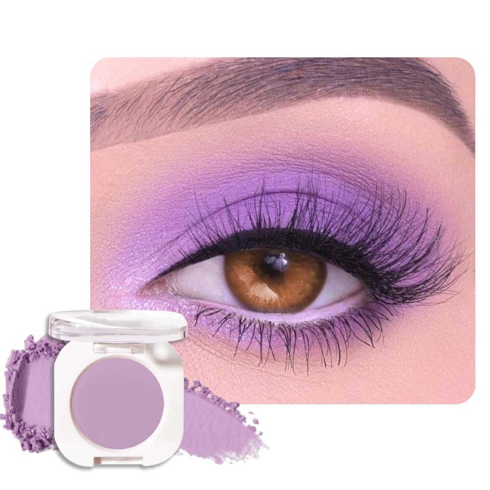 Violet Purple Single Matte Eyeshadow Makeup, Neutral Powde Eye Shadow for Older Women, Purple Violet Matte Singles Eyeshadow Palette Pigmented Waterproof, Girls Monochrome Vegan Eyeshadows Gift