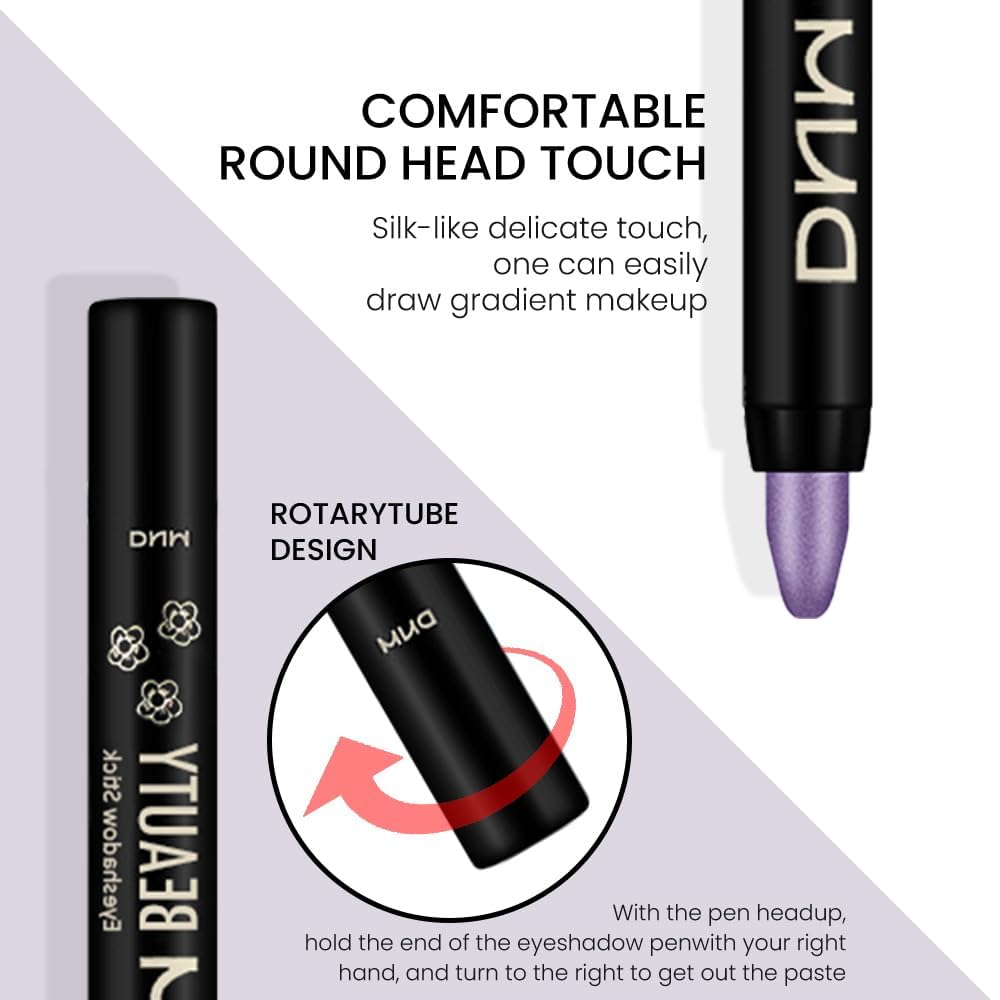 evpct 2Pcs Cream Eyeshadow Sticks Set for Eyes Violet & Royal Blue Shimmer Eye Crayon Shadow Brightener Stick Pencil Pen Bulk sombras en crema para ojos 09+13