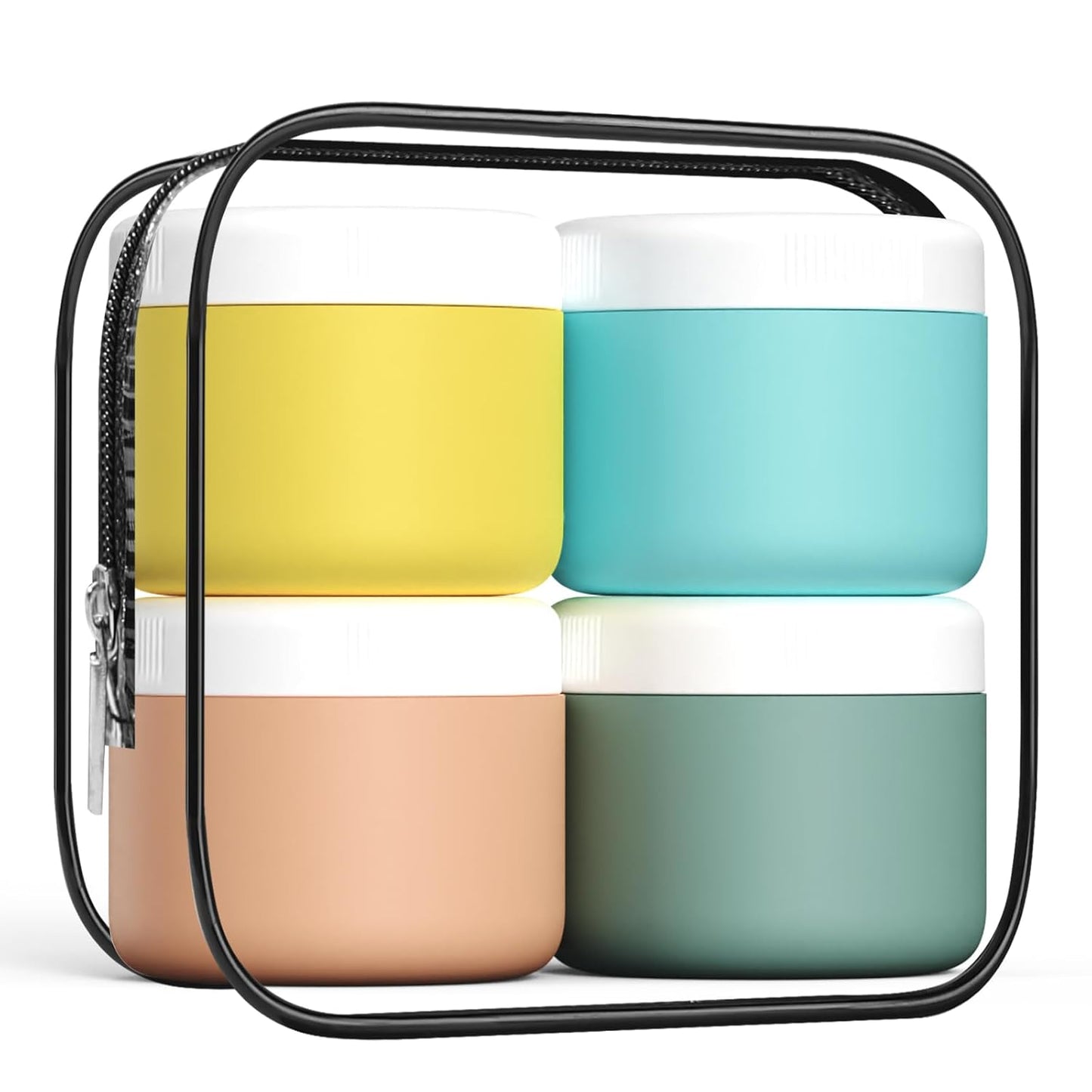 Travel Containers for Toiletries, Silicone Cream Jars BPA-Free, Leak-proof 3oz Travel Size Containers, Portable Size Silicone Jars with Lid for Cosmetic Face Hand Body Cream (4 Pack)