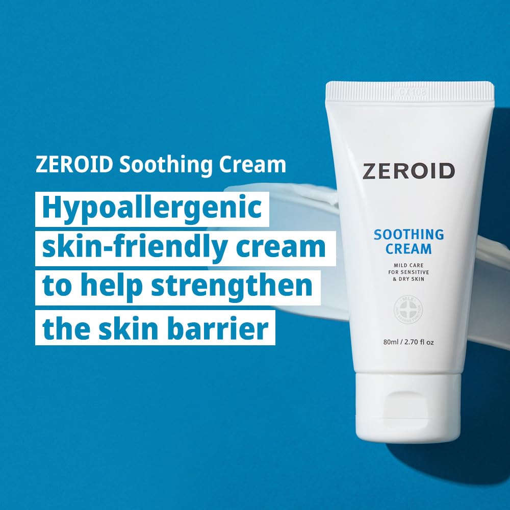 ZEROID | Soothing Cream | Face Moisturizer for Sensitive Skin | Face Cream for Skin Barrier Repair | Face Lotion for Soothing & Calming | Dermocosmetic Face Cream | Korean Skincare | 2.7 fl oz (80ml)