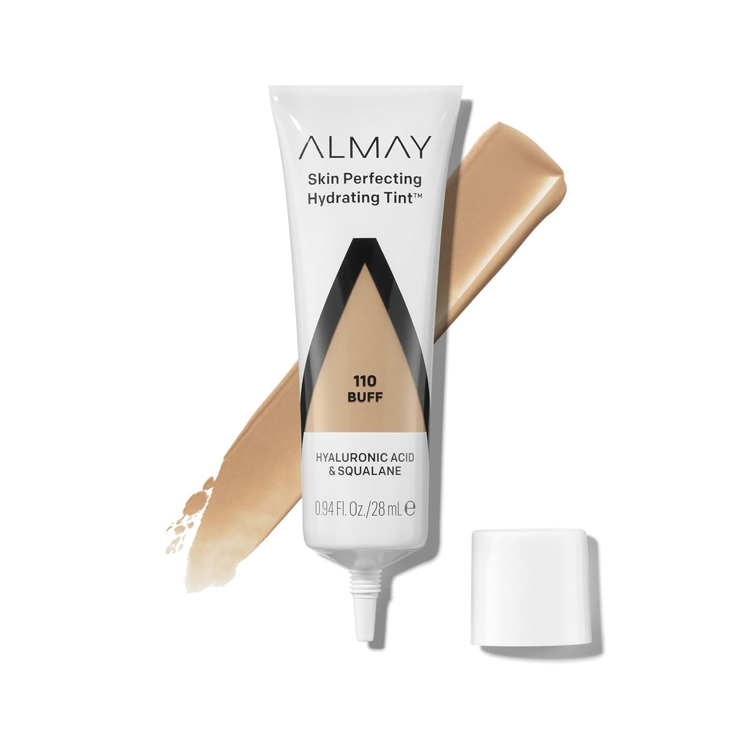 Almay Hydrating Liquid Foundation Tint, Lightweight with Light Coverage, Naturally Dewy Finish, Hypoallergenic, Dermatologist TestedFragrance Free, 110 Buff, 0.94 fl oz.
