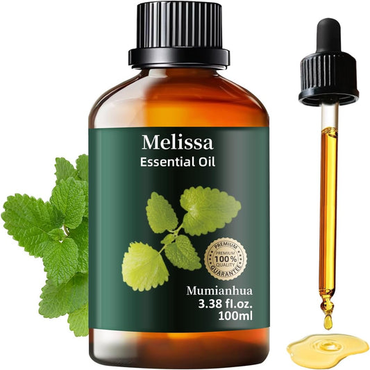 Melissa Essential Oil Pure, Mumianhua Natural Therapeutic Melissa Oil for Skin, Body, Hair Care, Diffuser, Aromatherapy,Candle, Soap, Making, DIY, Massage, Sauna 3.38 Fl Oz
