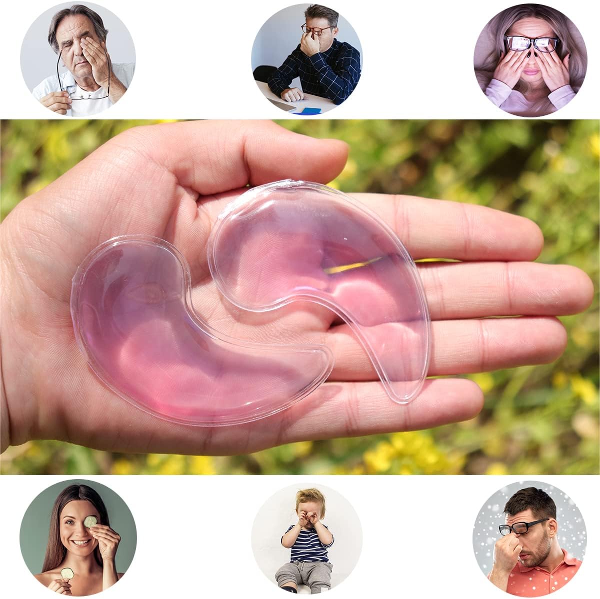 Eye Pad, Gel Eye Pad, Cooling Eye Pads, Gel Eye Mask,Gel Ice Pack, Cooling Ice Eye Masks, Hot Cold Eye Mask, Eye Ice Pack, Gel Eye Mask for Puffy Eyes, Migraine, Puffiness(6 pcs)