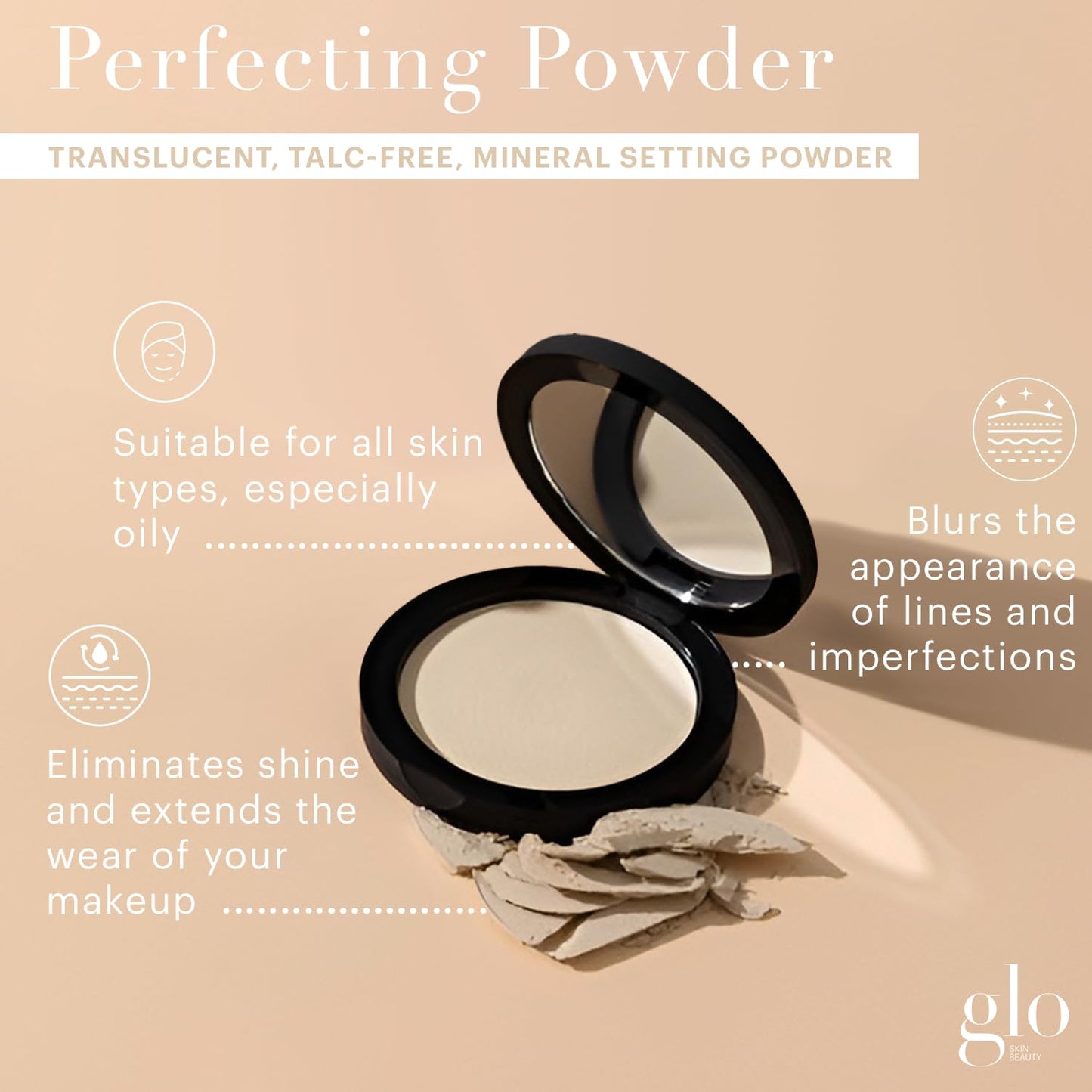 Glo Skin Beauty Perfecting Powder | Translucent Mineral Setting Powder To Eliminate Shine and Maintain a Matte Finish