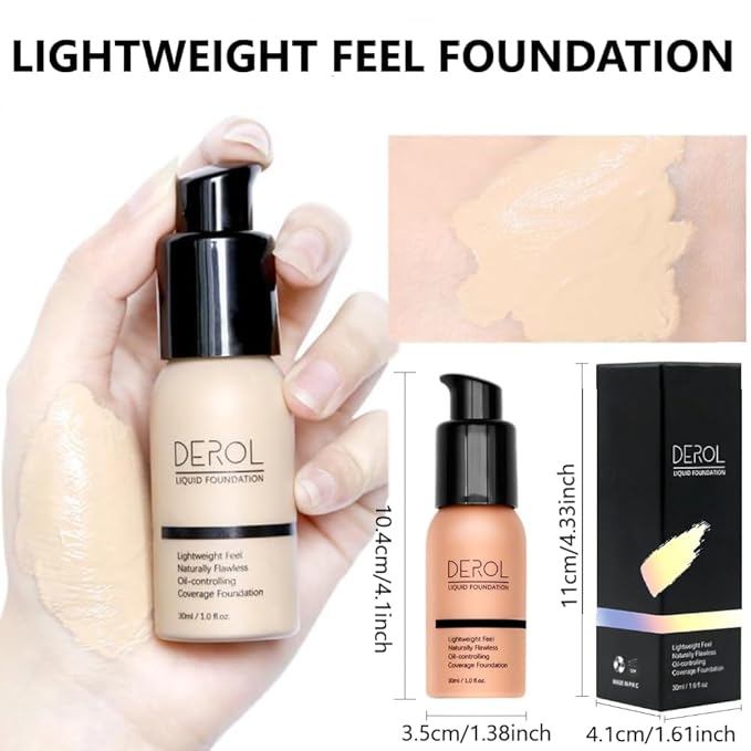 Foundation Full Coverage Liquid Foundation Cream - Lightweight Concealer - Suitable for All Skin Types (wheaten 04)
