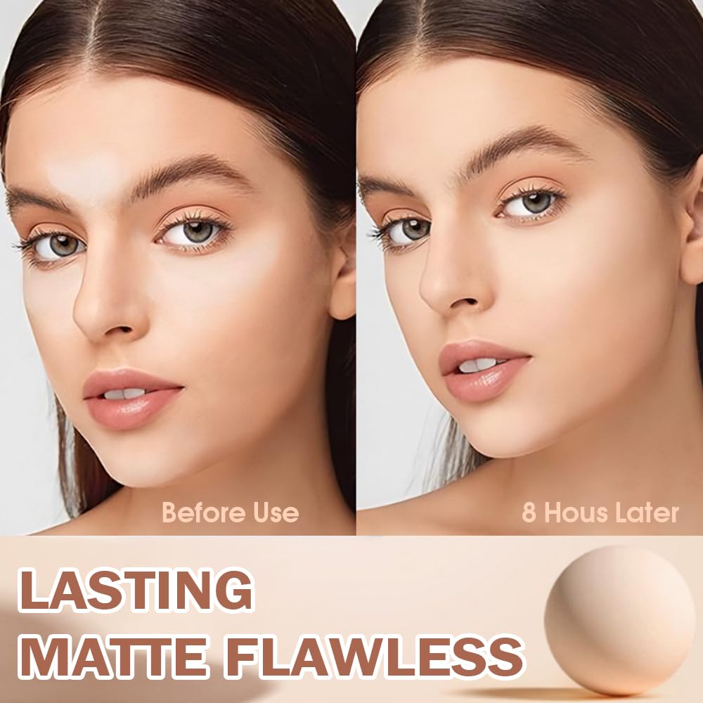 evpct Oil Control Pressed Face Powder Compact for Women, Translucent Setting Powder Makeup Foundation for Women, Waterproof Long Lasting Lightweight, polvo compacto de maquillaje, 125 Ivory Buff