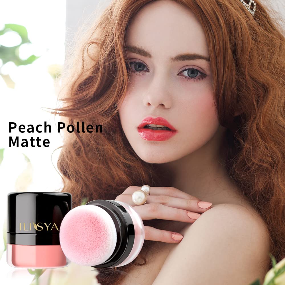 ROUSE Face Blush Powder Makeup Soft Mushroom Blush for Cheeks Long Lasting Makeup Powder Highlight - Matte Finish (Peach Pollen)