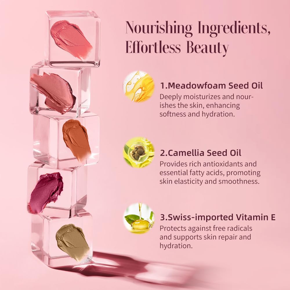 Multi-Use Makeup Cream Blush Stick, Unidollss 3-in-1 Buildable Powder Blush Stick for Cheek, Eye, and Lip, Hydrating formula, All day wear, Easy Application with Thumb Puff Included (03 PALPITATING)