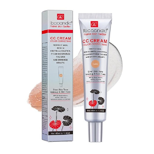 Color Correcting CC Cream with SPF 25,Full-Coverage Foundation,Hydrating Serum,Refine Skin Texture, Avoid Sun Damage (Dark, 45 ml)