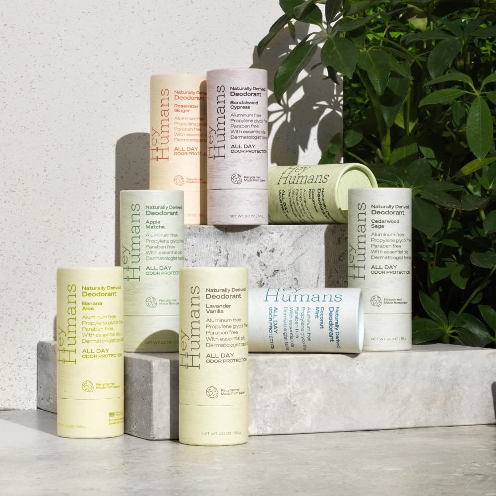 Hey Humans Deodorant, Aluminum Free Deodorant for Women and Men, Contains Naturally Derived Ingredients, All Day Odor Control, Refreshing Deodorant Essential Oils, Sandalwood Cypress