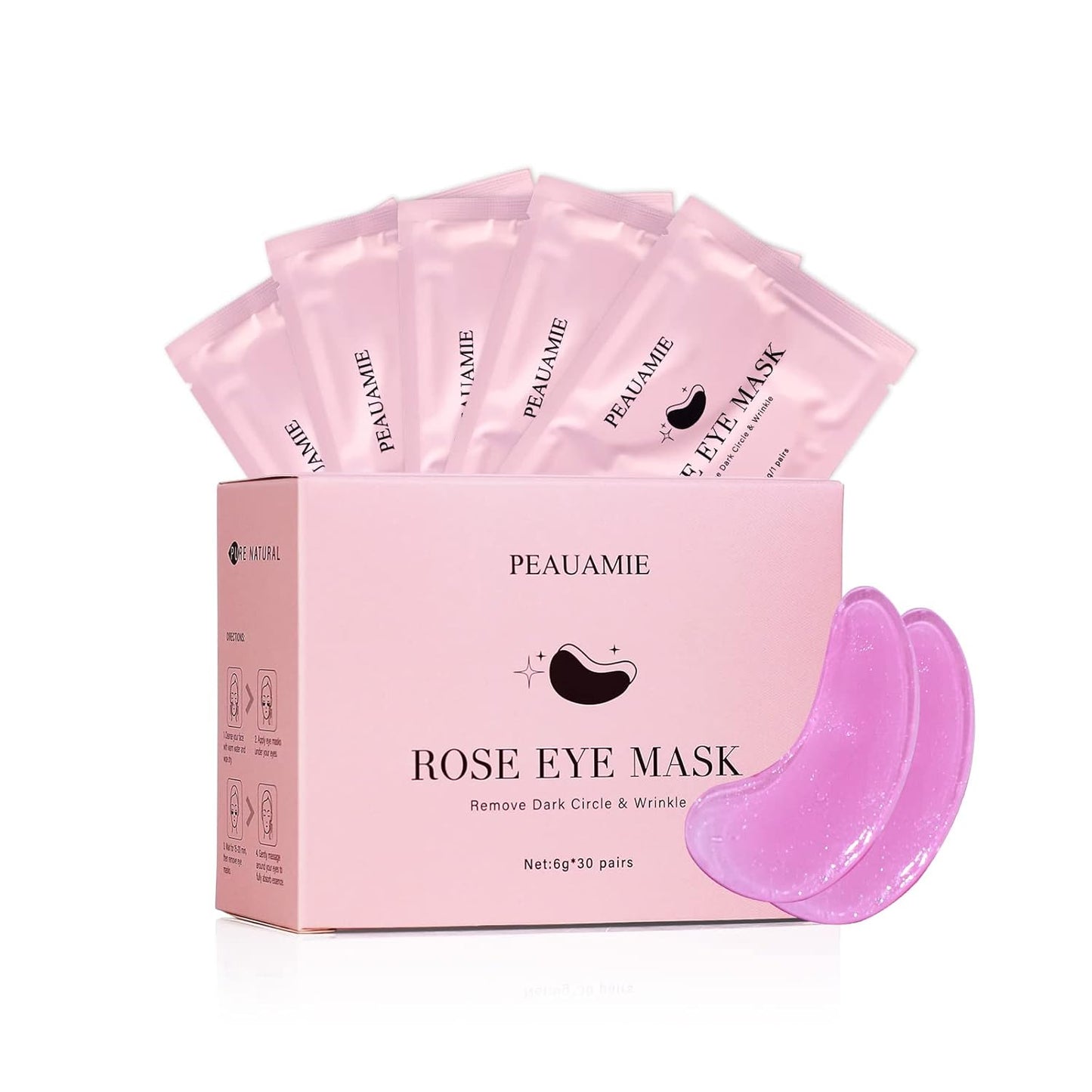 Under Eye Patchs (30 Pairs) Rose Eye Mask for Dark Circles and Puffiness Wrinkle Eye Bags (Rose)