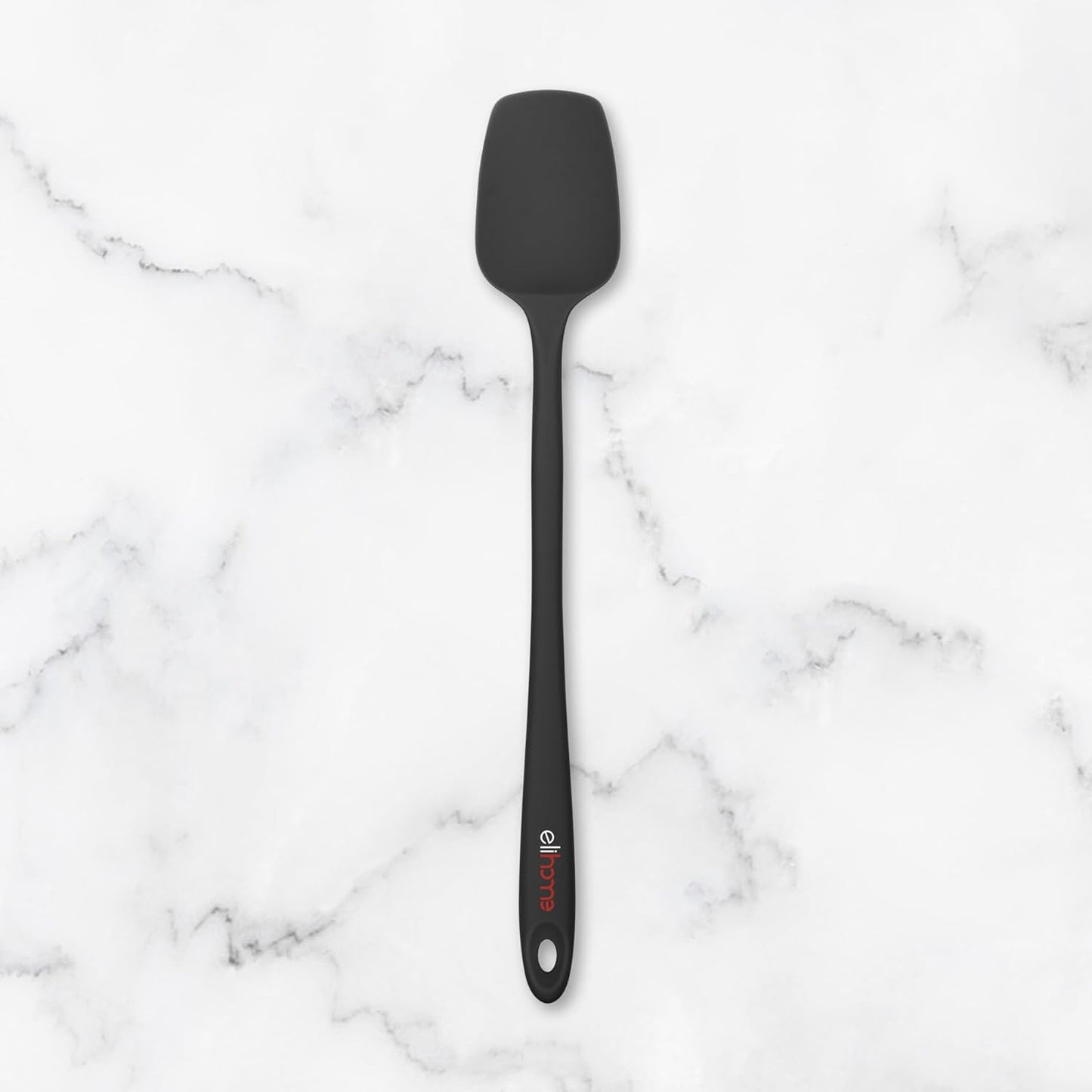 Elihome Skinny Silicone Spoonula - Non-Stick Heat Resistant Silicone Scraper Spatula for Mixing, Serving, Scraping, Stirring, and More - 11 Inch, Black