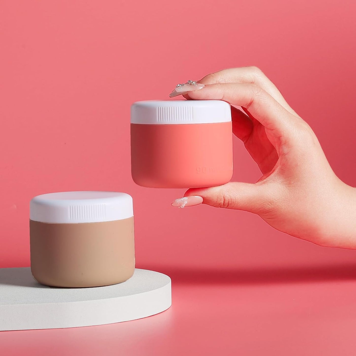 Travel Containers for Toiletries, Silicone Cream Jars BPA-Free, Leak-proof 1.35oz Travel Size Containers, Portable Size Silicone Jars with Lid for Cosmetic Face Hand Body Cream (4 Pack)