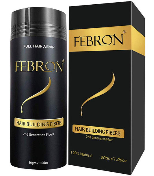 FEBRON Hair Fibers For Thinning Hair GRAY For Women & Men Hair Loss Concealer Hair Powder Volumizing Based 100% Undetectable & Natural - Bald Spots Filler (30 Gram, Gray)