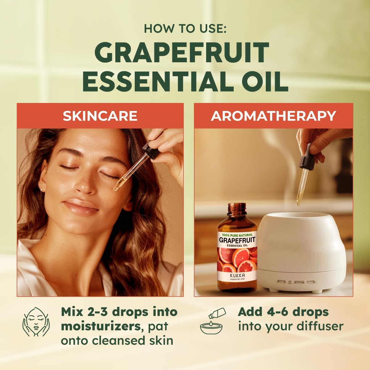 Kukka Grapefruit Essential Oil for Skin - 4 Fl Oz - Aromatherapy Grapefruit Oil for Diffuser & Hair, DIY Soap Making Scents