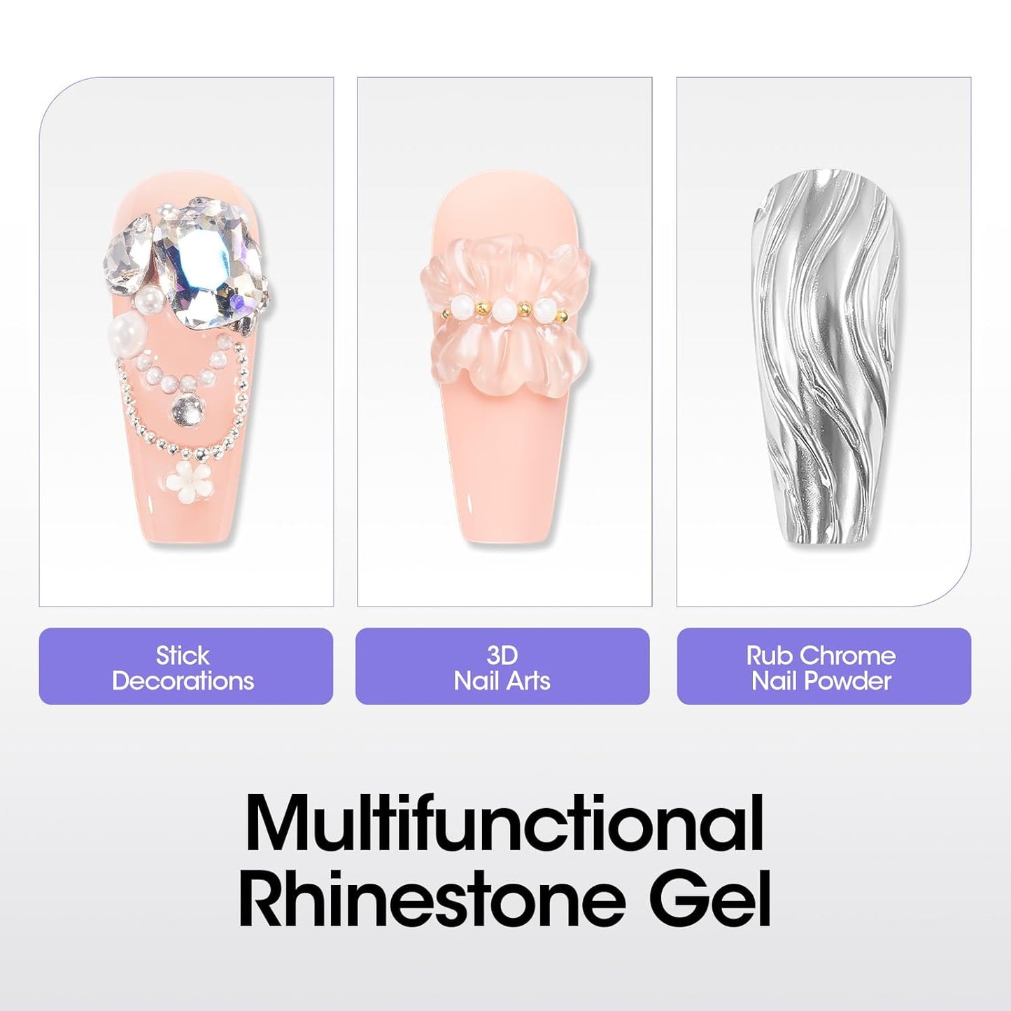 Gellen 30g Rhinestone Glue for Nails, Super Strong Adhesive Gel Nail Glue for Nail Charms, UV Light Needed Nail Gel for 3D Nail Art & Beads & Diamonds & Jewelry