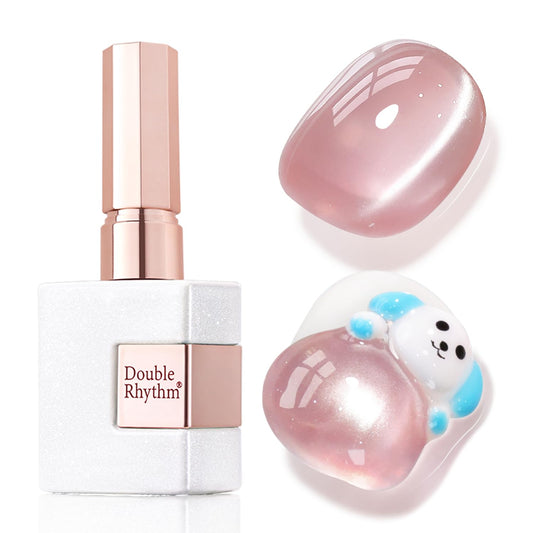 Double Rhythm Jelly Glass Cat Eye Gel Polish with Magnet 15ML Holographic Glitter Shimmer Translucent Sheer Color Magnetic Nail Polish Salon DIY at Home (Jelly Pale Purple-MC1100)
